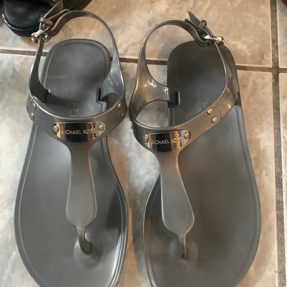 Sliver Michael Kors Thong Sandals